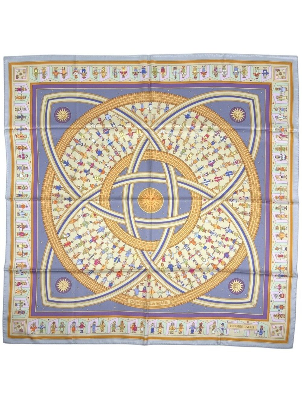Hermes Carre 90 Donner la Reach Out Scarf Silk Light Blue Multicolor - Picture 1 of 4